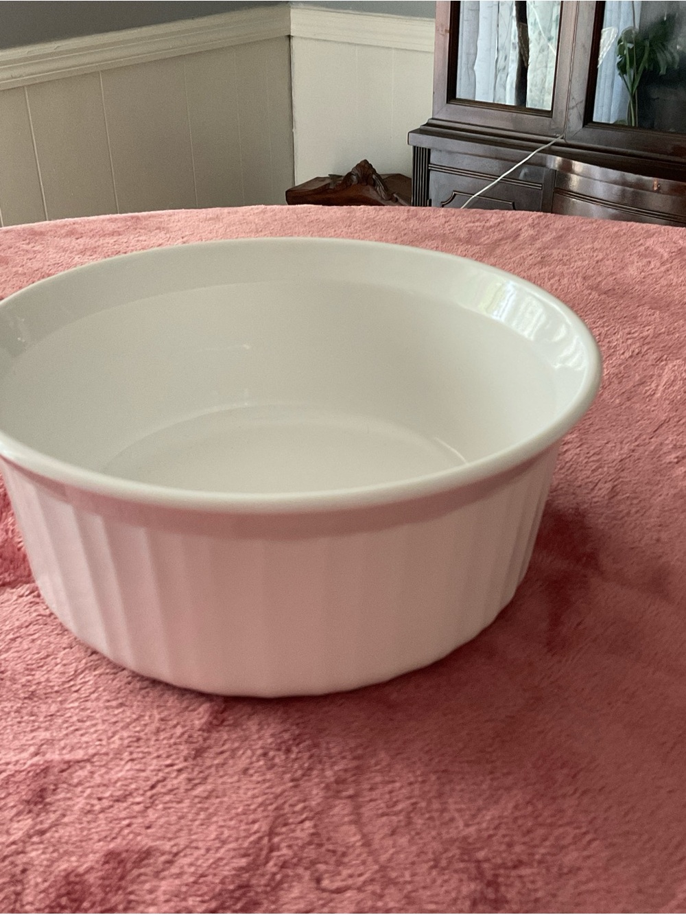 Corningware White Ribbed Ceramic Serving Basin